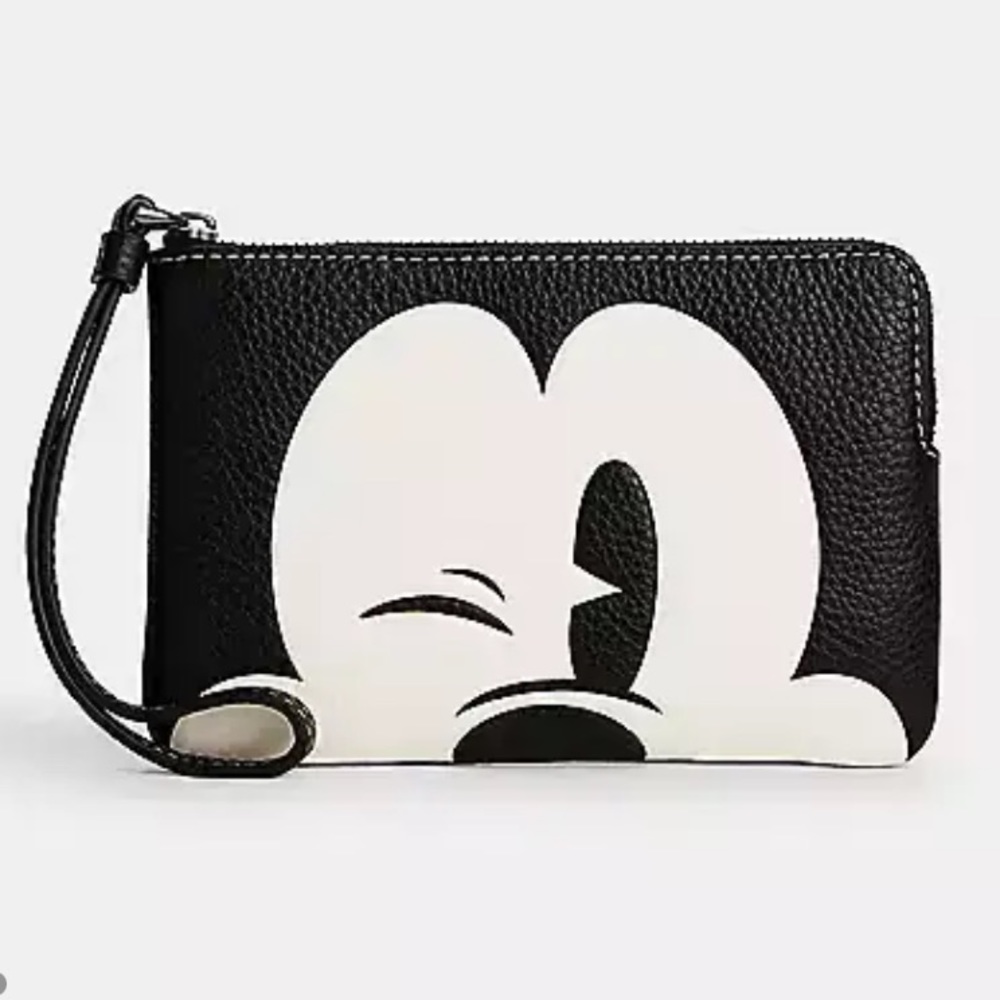 Disney X Coach Limited Edition Corner Zip Wristlet with Wink Mickey Mouse.